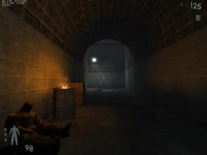 T intersection - left to the store and sewers, Right to the storage facility. Drunk guy in the corner.